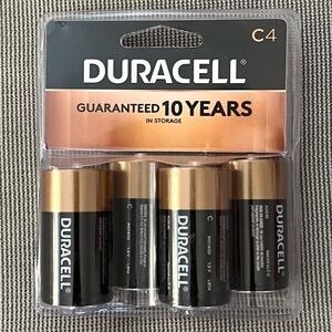 Duracell NEW Pack of 4 C4 Alkaline Batteries